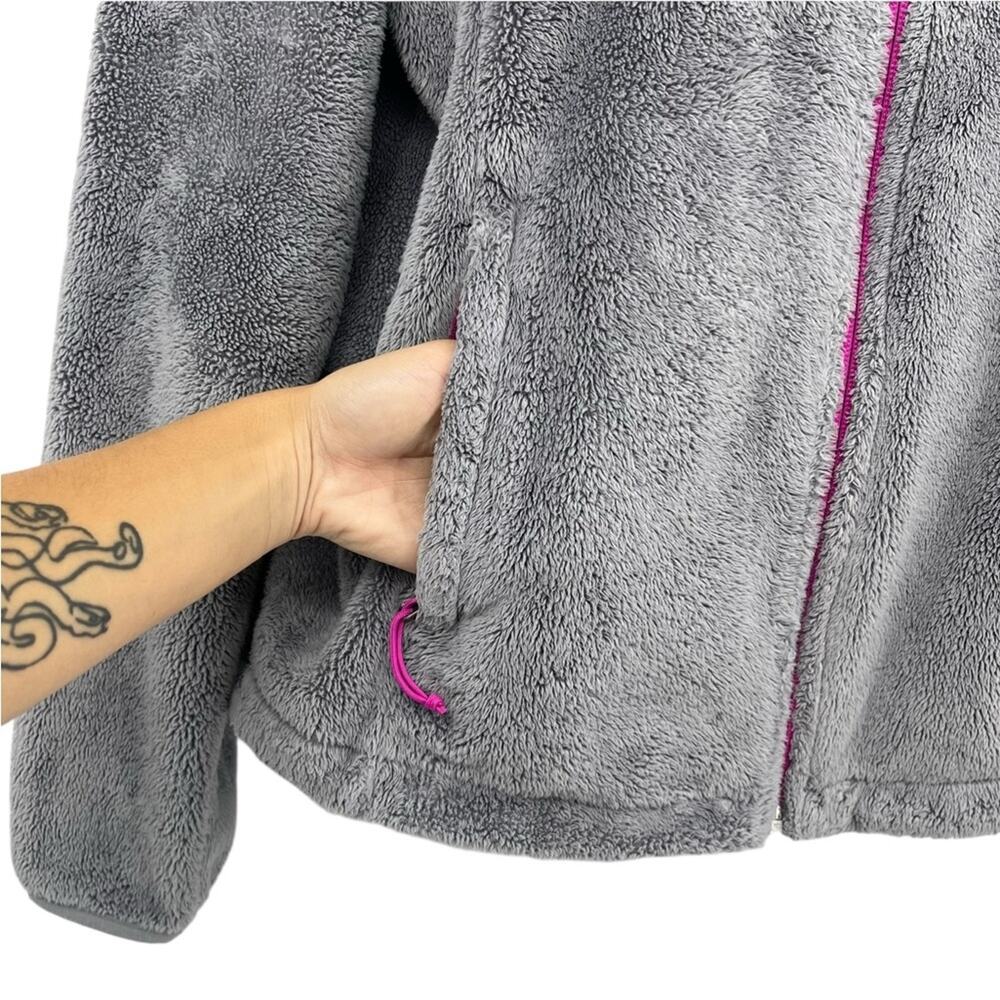 The North Face Osito Gray Fleece Jacket Women’s Medium Full Zip Pink Trim Warm - Picture 4 of 8